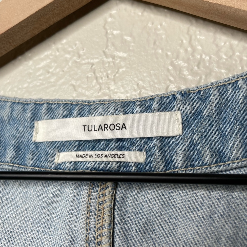 Tularosa Zoe Denim Dress Button Down V-Neckline Sleeveless Western - Picture 8 of 13